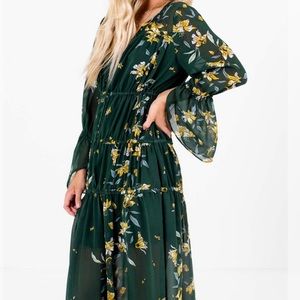 Forest Green Floral Dress